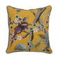 20" Yellow And Blue Bird Floral Throw Pillow with Embroidery