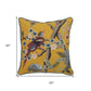 20" Blue and Yellow Bird Floral Throw Pillow with Embroidery