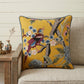 20" Yellow And Blue Bird Floral Throw Pillow with Embroidery