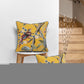 20" Yellow And Blue Bird Floral Throw Pillow with Embroidery