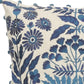 20" Navy Blue And Off White Cotton Floral Throw Pillow