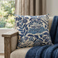 20" Navy Blue And Off White Cotton Floral Throw Pillow