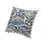 20" Navy Blue And Off White Cotton Floral Throw Pillow