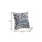20" Navy Blue And Off White Cotton Floral Throw Pillow