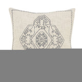 20" X 20" Off-White And Navy 100% Cotton Abstract Zippered Pillow