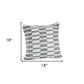 18" X 18" Gray And White 100% Cotton Geometric Zippered Pillow