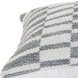 18" X 18" Gray And White 100% Cotton Geometric Zippered Pillow