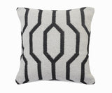 20" X 20" White And Tan 100% Cotton Geometric Zippered Pillow