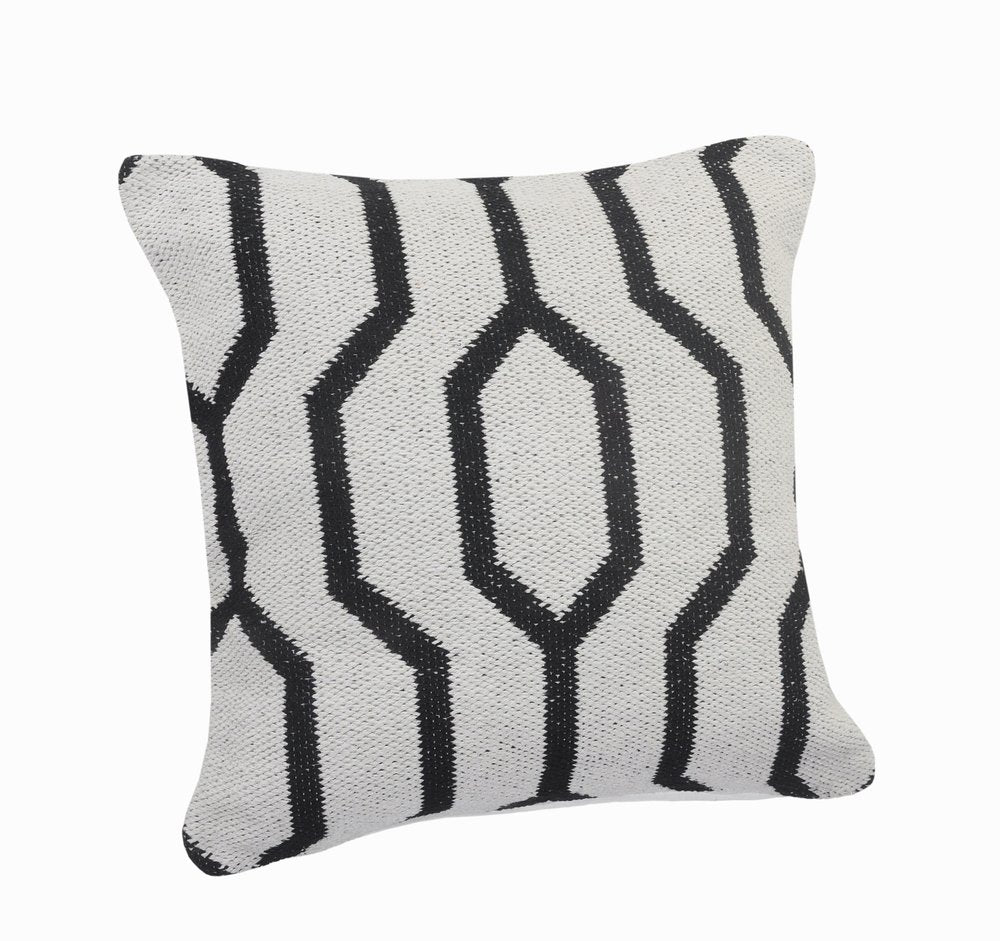 20" Black And White Cotton Geometric Throw Pillow