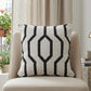 20" X 20" White And Tan 100% Cotton Geometric Zippered Pillow