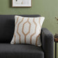20" X 20" White And Tan 100% Cotton Geometric Zippered Pillow