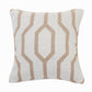 20" X 20" White And Tan 100% Cotton Geometric Zippered Pillow