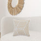 20" X 20" Tan And White 100% Cotton Geometric Zippered Pillow