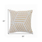 20" X 20" Tan And White 100% Cotton Geometric Zippered Pillow