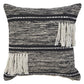 18" Black and Off White Throw Pillow with Fringe