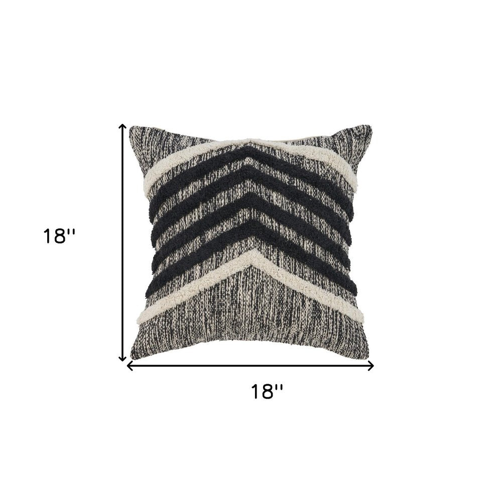 18" Black and Off White Throw Pillow
