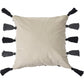 20" Black And Cream Cotton Geometric Throw Pillow with Tassels