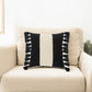 20" X 20" Black And Ivory 100% Cotton Striped Zippered Pillow
