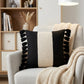 20" X 20" Black And Ivory 100% Cotton Striped Zippered Pillow