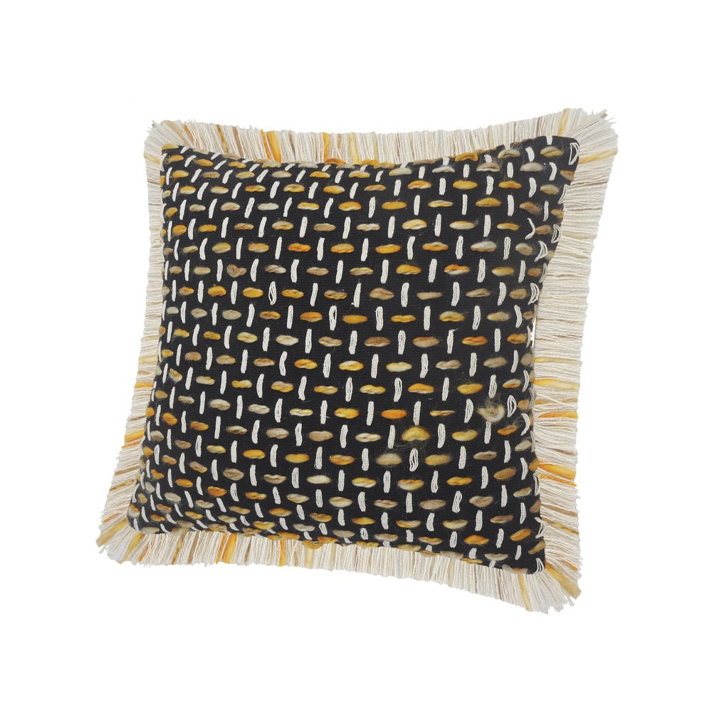 20" X 20" Black Gold And White Polyester And Cotton Blend Geometric Zippered Pillow
