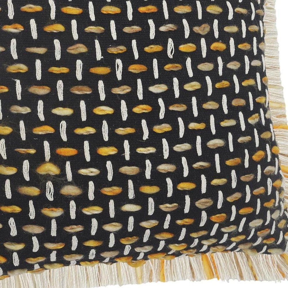 20" X 20" Black Gold And White Polyester And Cotton Blend Geometric Zippered Pillow