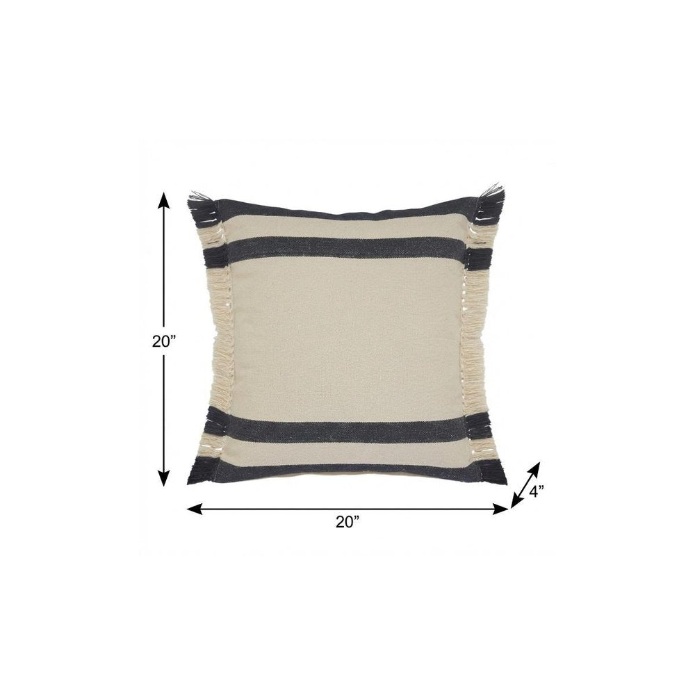 20" Gray and White Throw Pillow