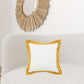 20" X 20" White And Golden Yellow 100% Cotton Geometric Zippered Pillow