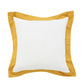 20" X 20" White And Golden Yellow 100% Cotton Geometric Zippered Pillow