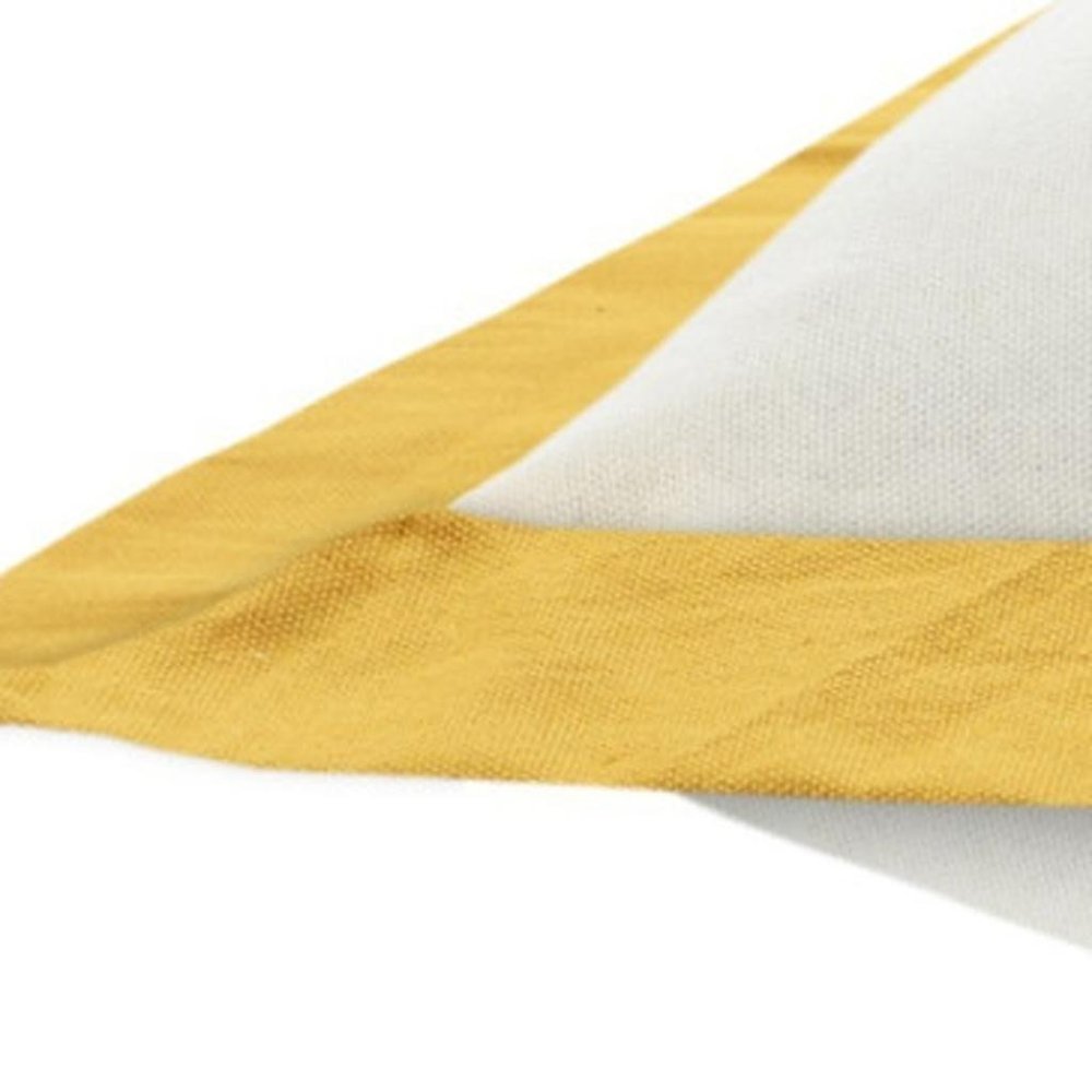 20" X 20" Light Yellow And White 100% Cotton Geometric Zippered Pillow