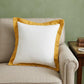 20" X 20" Light Yellow And White 100% Cotton Geometric Zippered Pillow