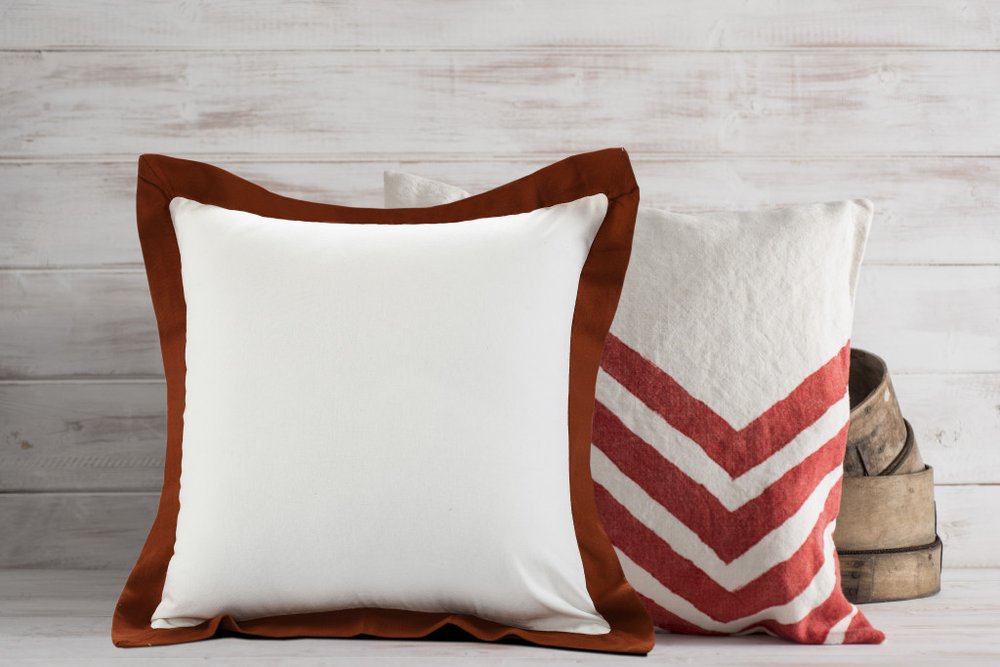 20" X 20" Light Yellow And White 100% Cotton Geometric Zippered Pillow