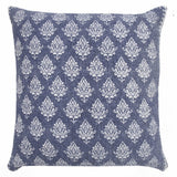14" X 36" Vintage Indigo Blue And White 100% Cotton Geometric Zippered Pillow