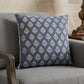 20" Indigo And White Cotton Motif Throw Pillow