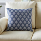 20" Indigo And White Cotton Motif Throw Pillow
