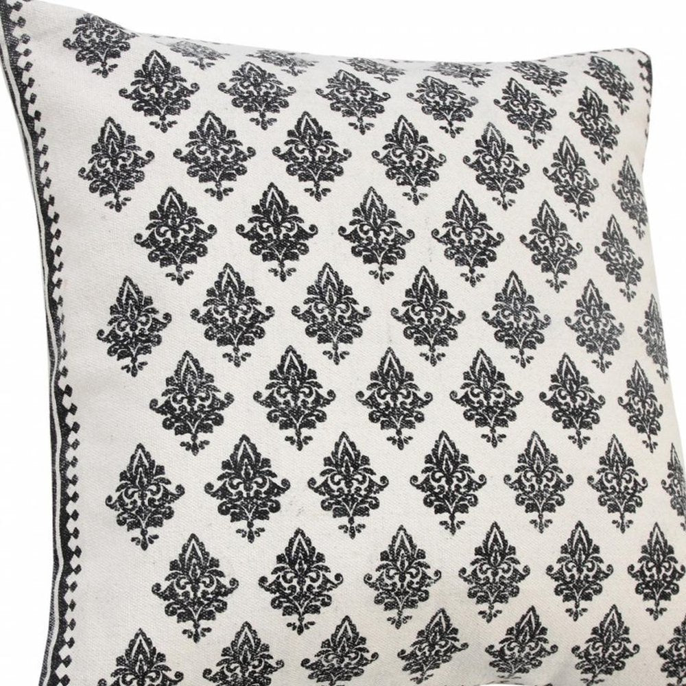 14" X 36" Vintage Indigo Blue And White 100% Cotton Geometric Zippered Pillow