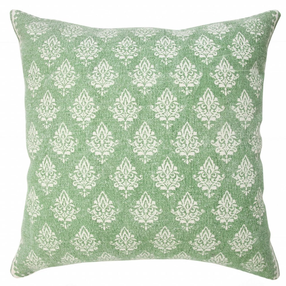 20" Indigo And White Cotton Motif Throw Pillow