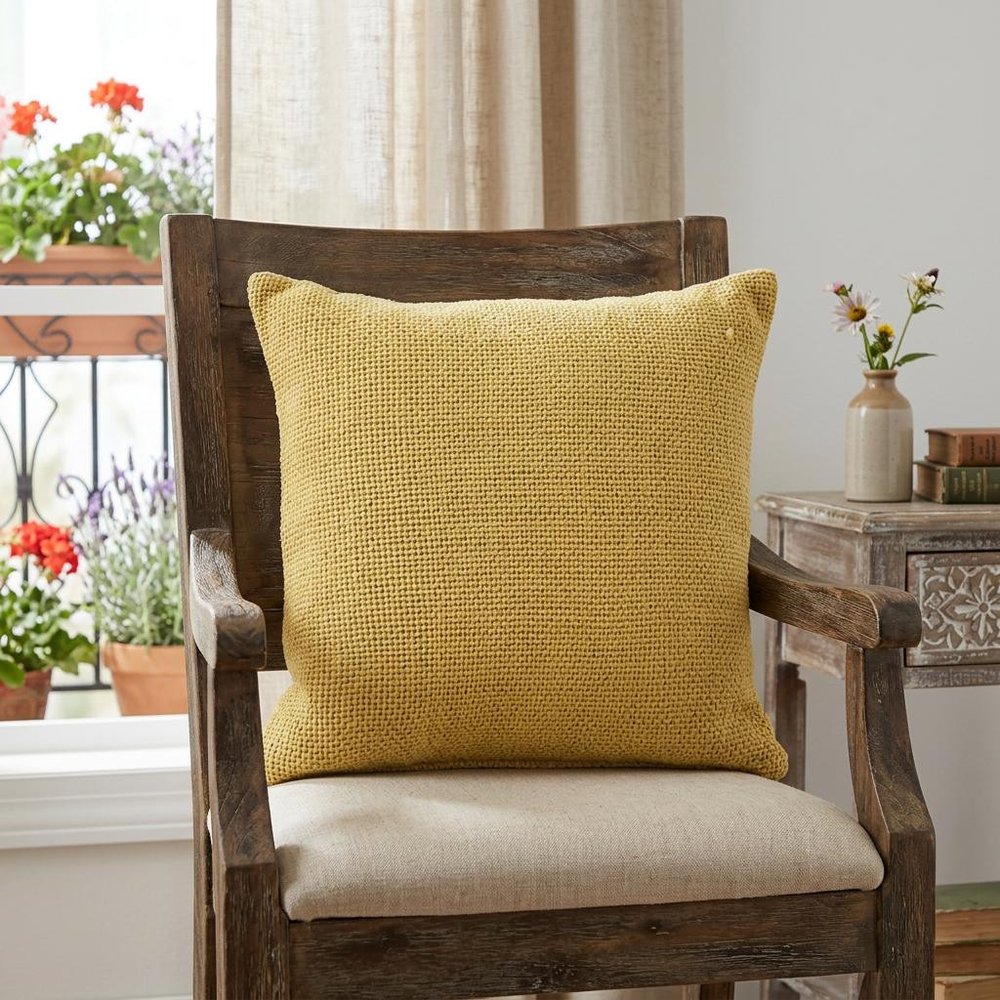 20" X 20" Frost Blue 100% Cotton Zippered Pillow