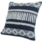 20" X 20" Blue And Ivory 100% Cotton Geometric Zippered Pillow
