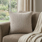 22" X 22" Beige And Cream 100% Cotton Striped Zippered Pillow