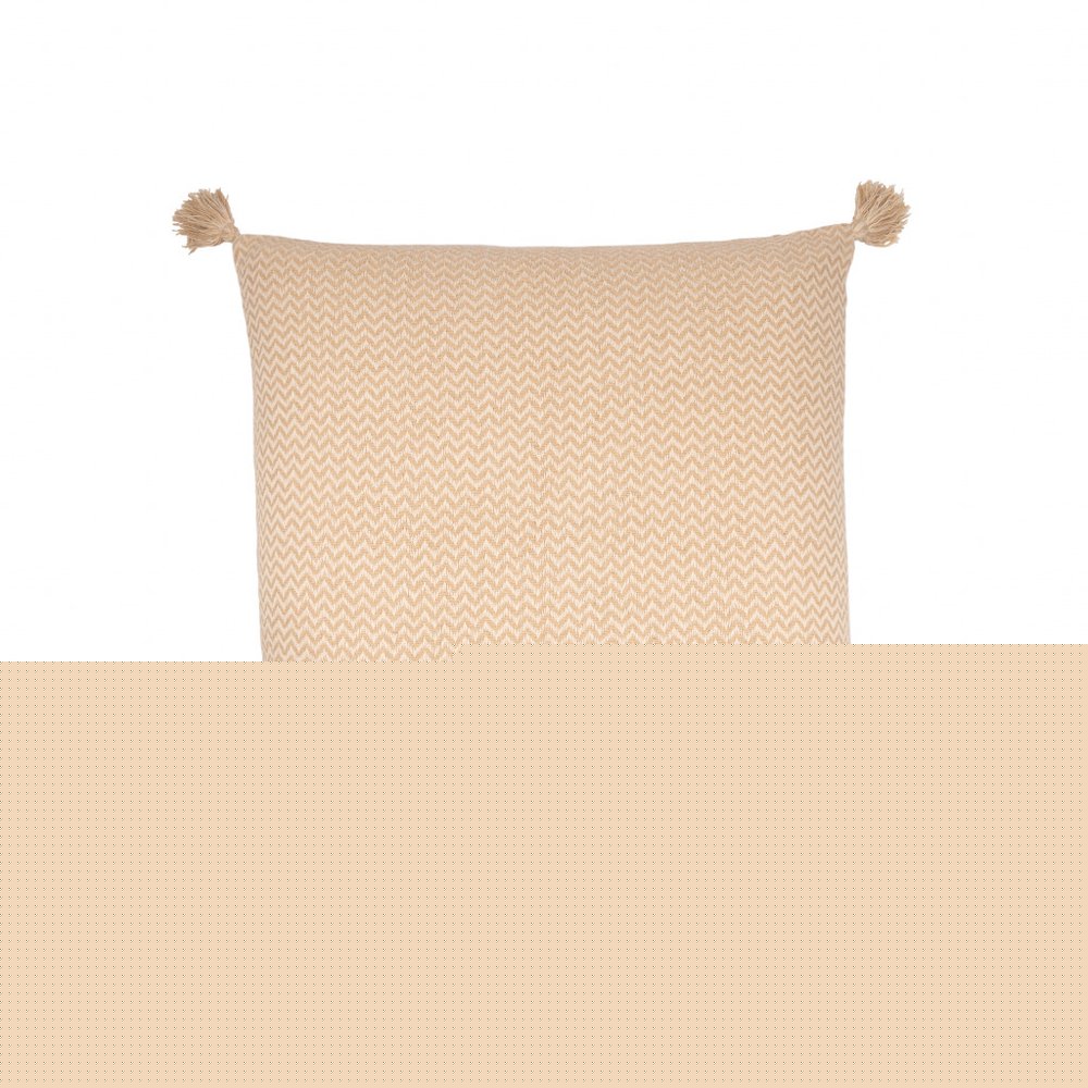 30" X 30" Beige And Cream 100% Cotton Chevron Zippered Pillow