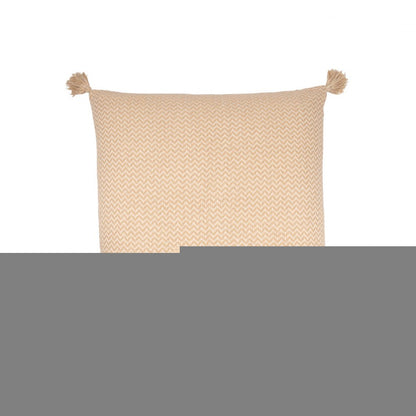 30" X 30" Beige And Cream 100% Cotton Chevron Zippered Pillow
