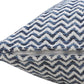 22" X 22" Navy Blue And White 100% Cotton Chevron Zippered Pillow