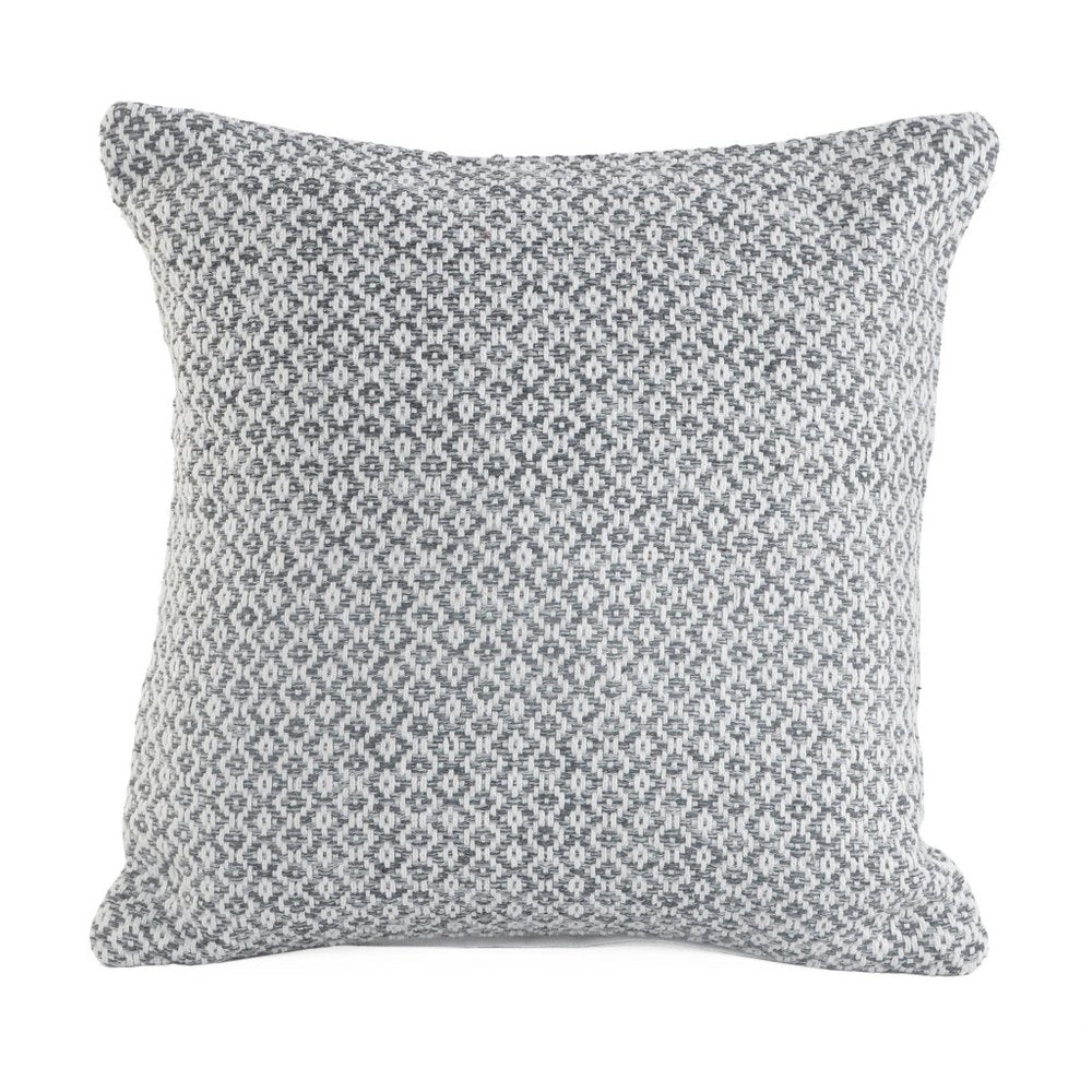 18" X 18" Navy And White 100% Cotton Geometric Zippered Pillow