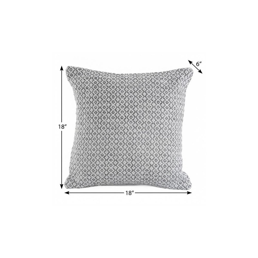 18" X 18" Navy And White 100% Cotton Geometric Zippered Pillow