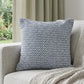 18" X 18" Navy And White 100% Cotton Geometric Zippered Pillow