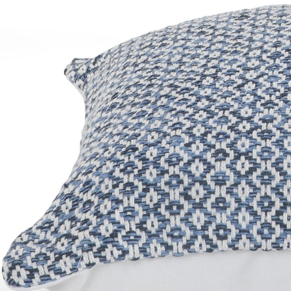 18" X 18" Navy And White 100% Cotton Geometric Zippered Pillow