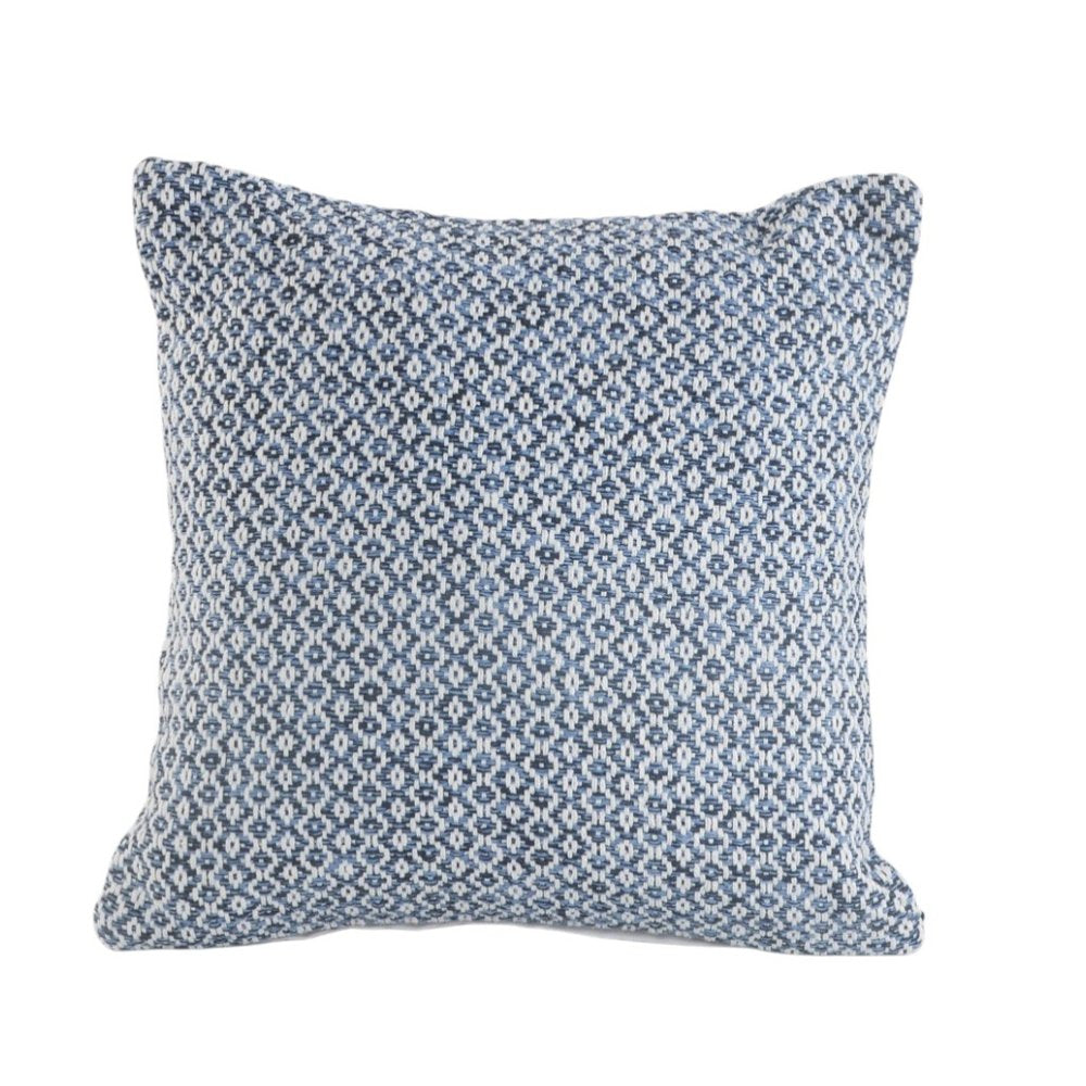 18" X 18" Navy And White 100% Cotton Geometric Zippered Pillow