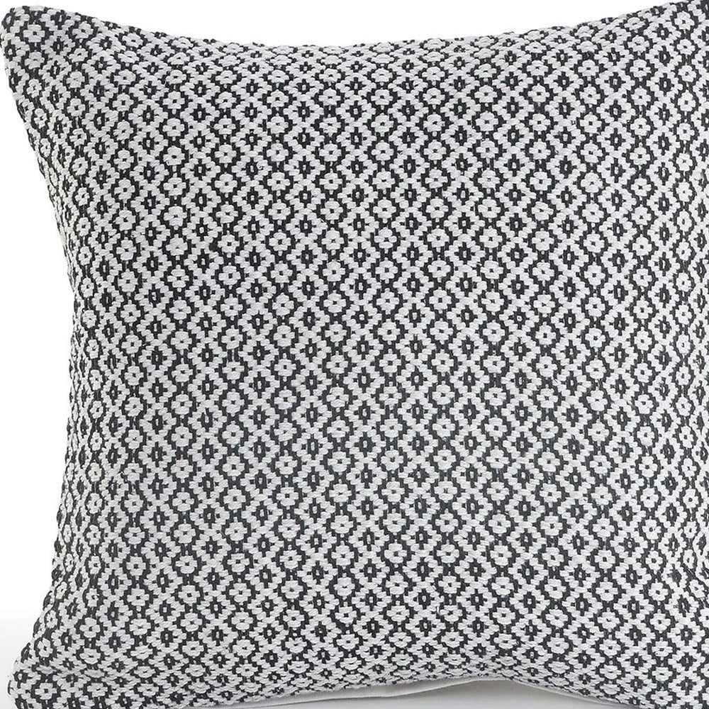 18" X 18" Navy And White 100% Cotton Geometric Zippered Pillow