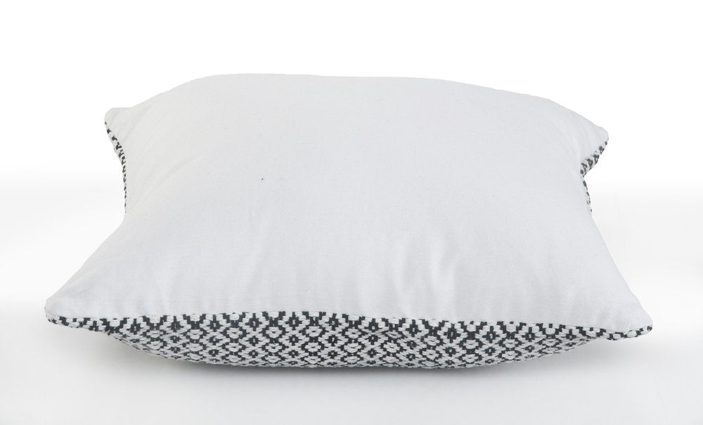 18" X 18" Navy And White 100% Cotton Geometric Zippered Pillow