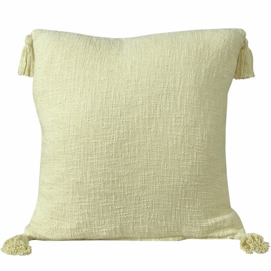 14" X 36" Black Cotton Throw Pillow with Tassels